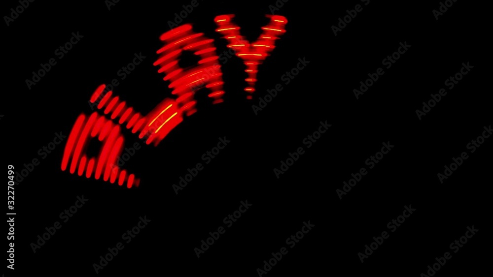 illumination sign PLAY rotates in dark illumination sign PLAY rotates in dark