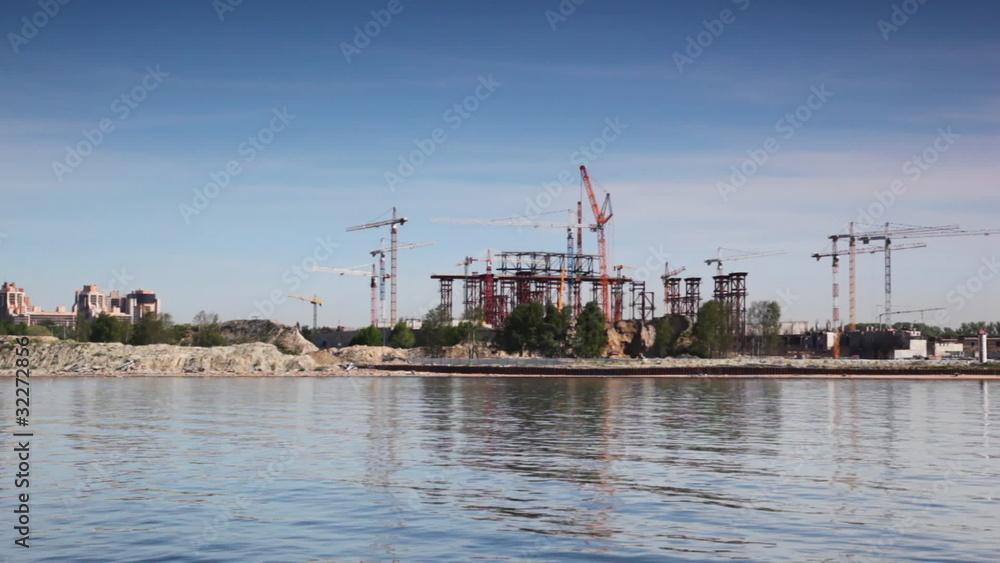 building with lot of tower cranes on Peter Island building with lot of tower cranes on Peter Island