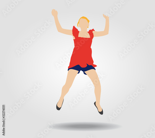 Jeune femme qui saute de joie