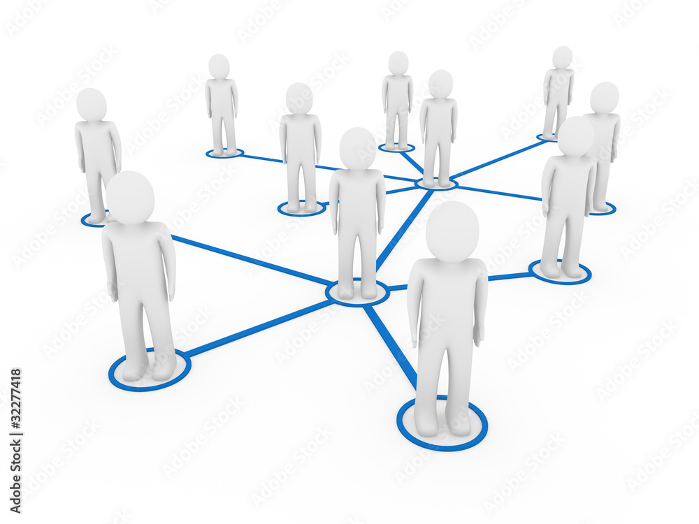 3d men network social blue