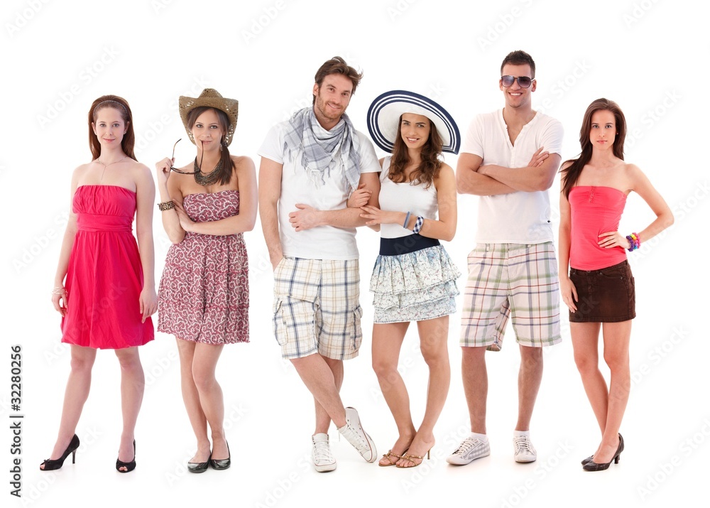 Group portrait of young people in summer clothing Group portrait of young people in summer clothing
