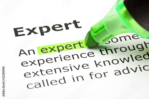 Dictionary definition of the word Expert highlighted in green photo
