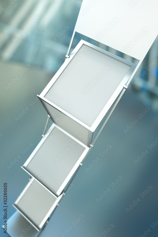Empty brochure stand at a tradeshow. 3D render Empty brochure stand at a tradeshow. 3D render