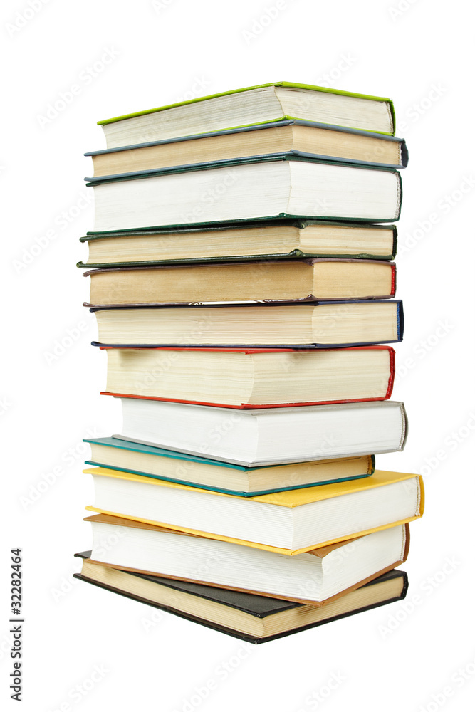 big stack of books in hard cover, isolated big stack of books in hard cover, isolated