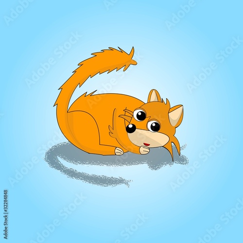 renard sur fond bleu