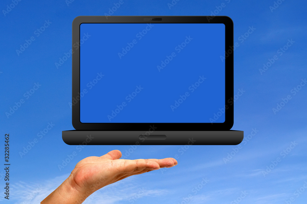 Laptop and hand Laptop and hand