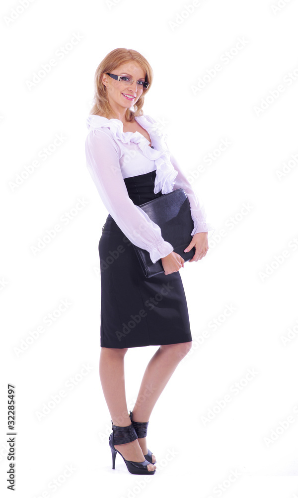 A young and attractive businesswoman in formal clothes A young and attractive businesswoman in formal clothes