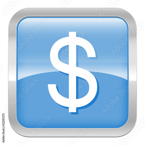 pictogramme dollar série carré bleu