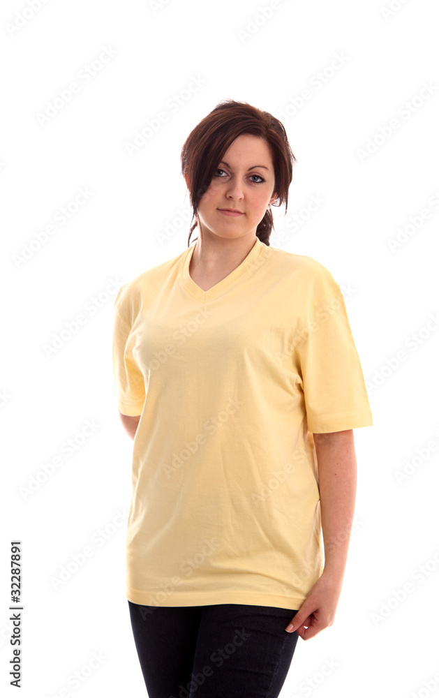 Teen girl, in a yellow shirt Teen girl, in a yellow shirt