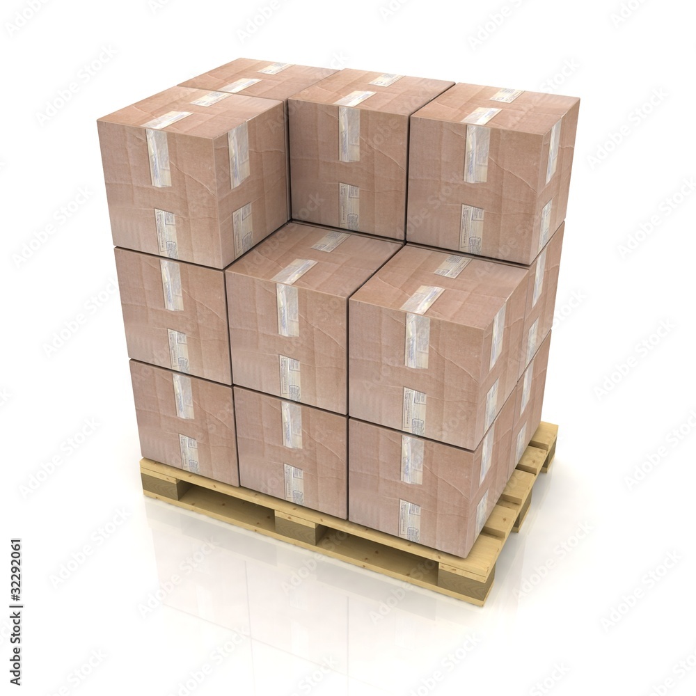 Cardboard boxes on wooden pallet Cardboard boxes on wooden pallet