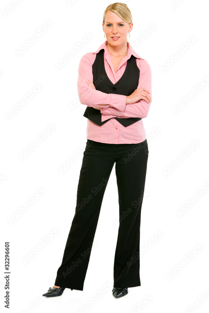 Full length portrait of business woman with crossed arms Full length portrait of business woman with crossed arms