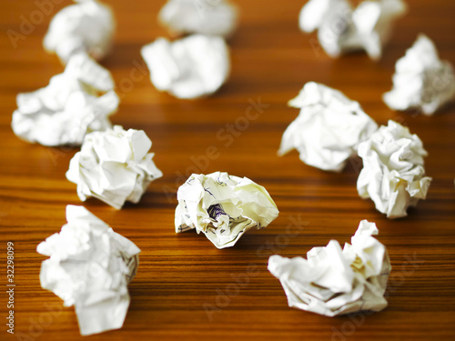 waste paper on desk