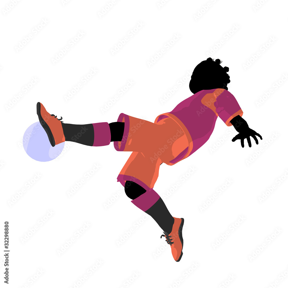 Obraz premium African American Female Tween Soccer Player Illustration Silhoue