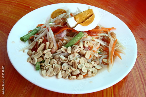 Thai papaya salad with salted egg