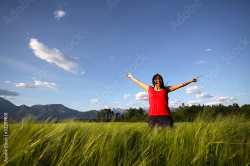 young woman in field