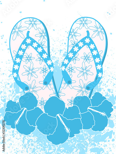 flip flops and hibiscus flowers