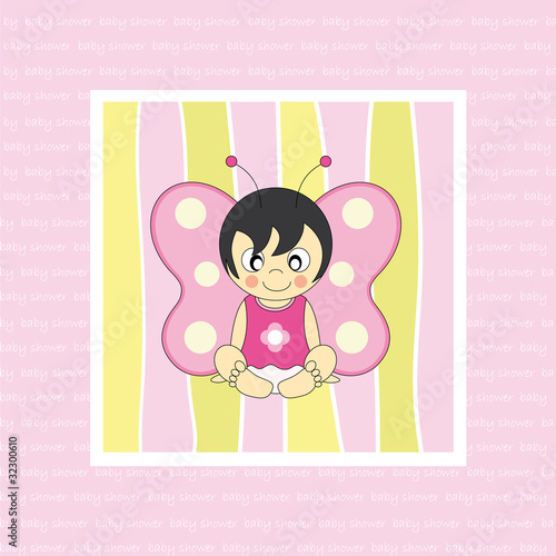 Tarjeta nacimiento bebé de color rosa