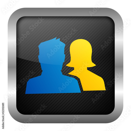 blue & yellow icon - user login (boy & girl)