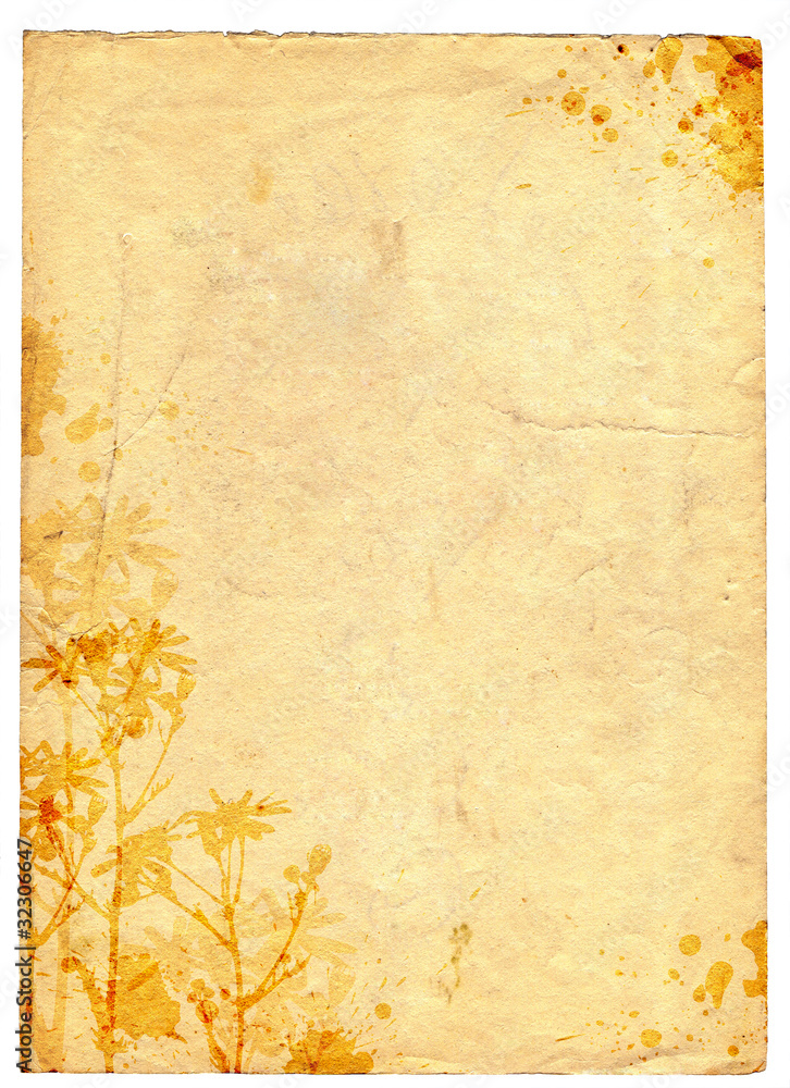 grunge old paper floral  background