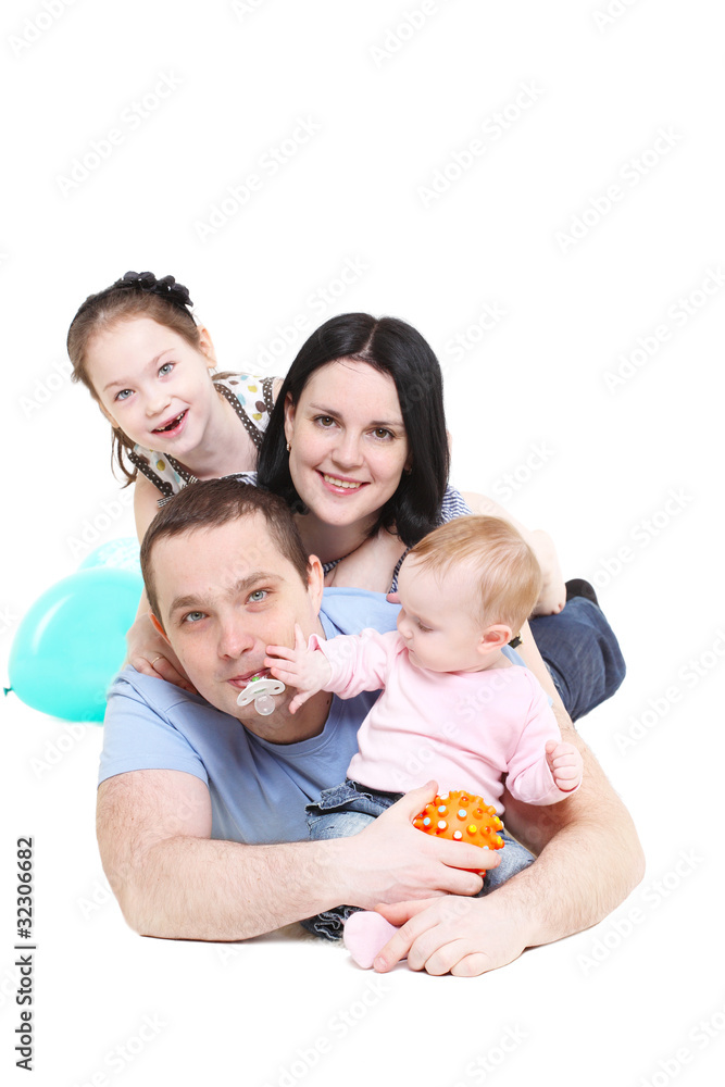 Happy family with two children