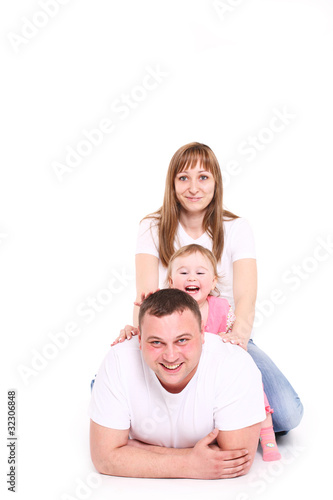Happy family with the baby
