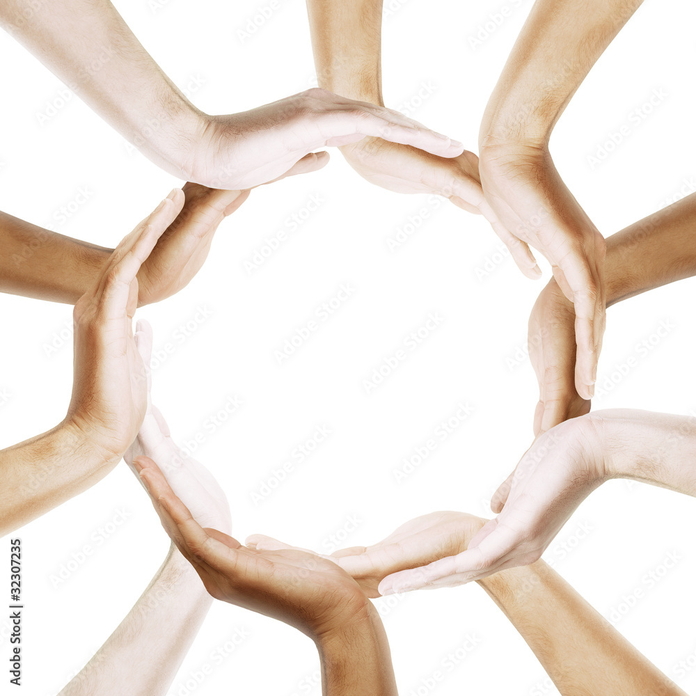 © peshkova - multiracial human hands making a circle on white background © peshkova - multiracial human hands making a circle on white background
