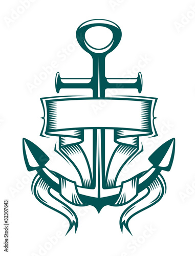 Anchor with ribbon