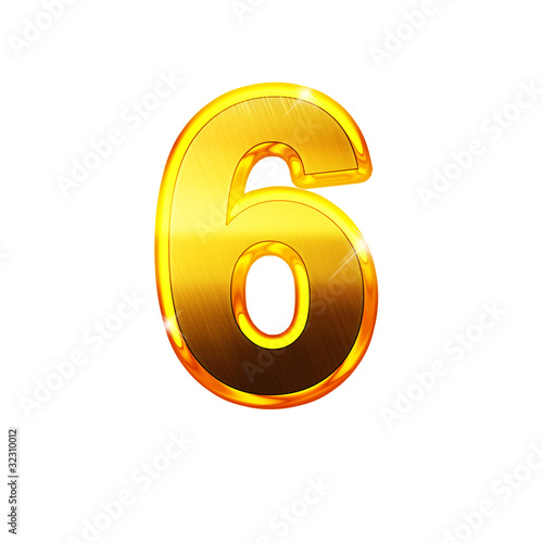 6 - six - chiffre en OR