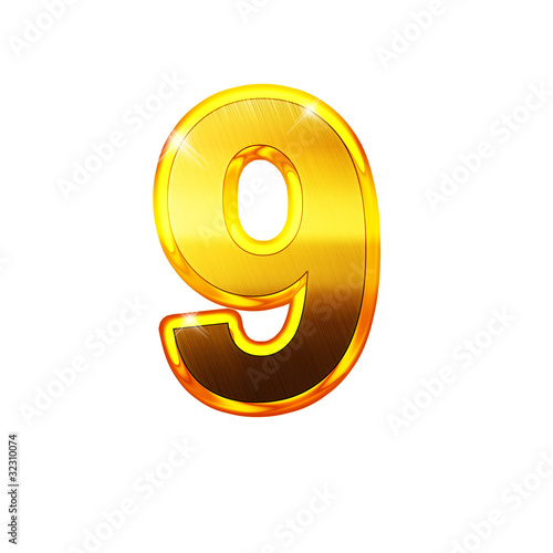 9 - neuf - chiffre en OR
