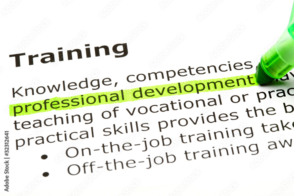 Fototapeta premium Dictionary definition of the word Training Professional development