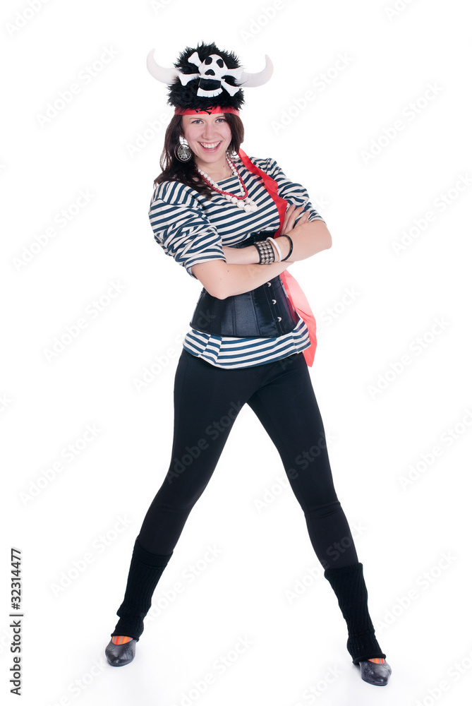 Full-length portrait of Attractive girl in a pirate costume Full-length portrait of Attractive girl in a pirate costume