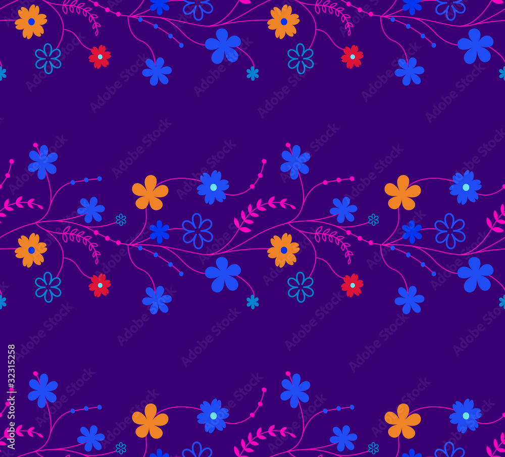 floral seamless pattern on dark violet background floral seamless pattern on dark violet background