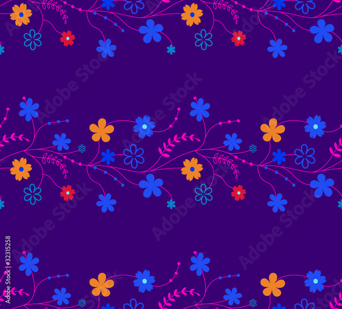 floral seamless pattern on dark violet background