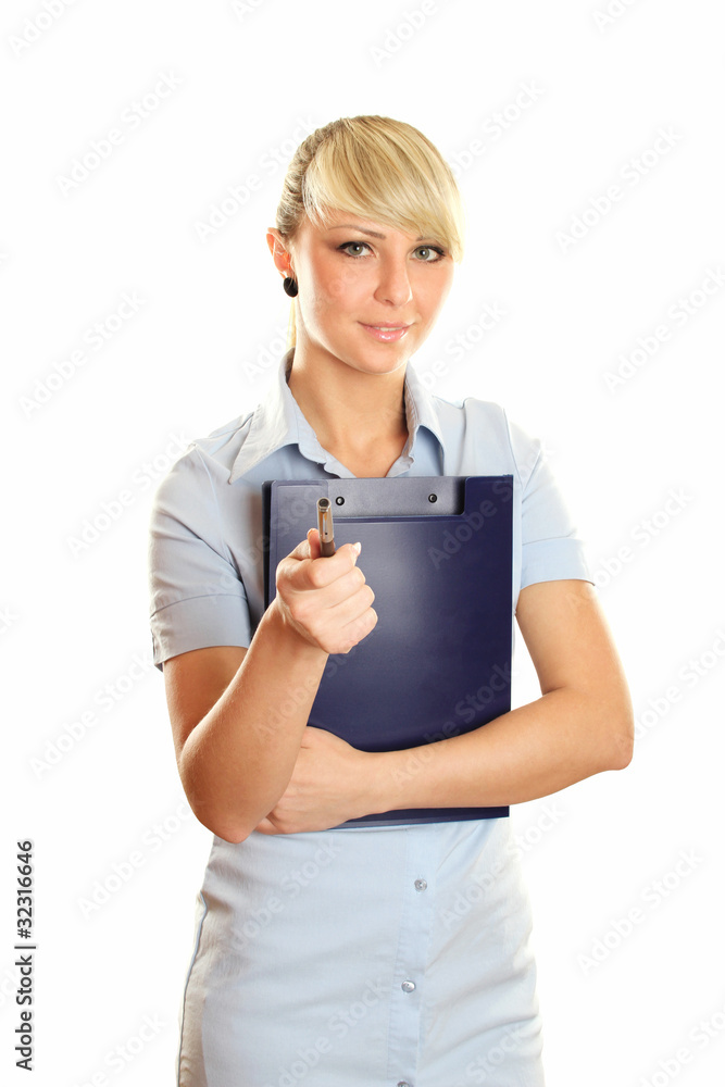 Close-up of a female doctor smiling with Close-up of a female doctor smiling with