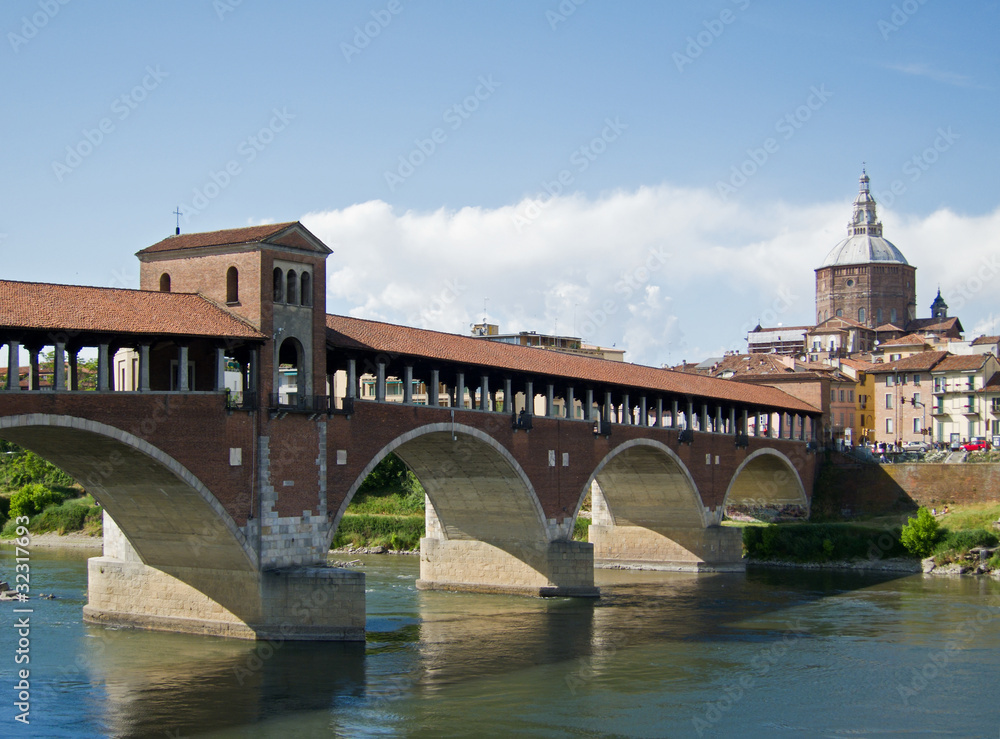 Ponte Vecchio and Duomo, Pavia