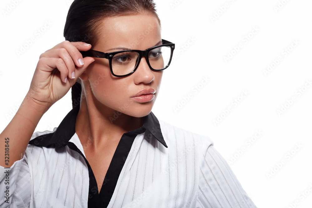 business woman in glasses