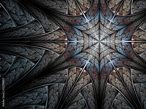 Cold blue fractal abstraction, spider web or snowflake