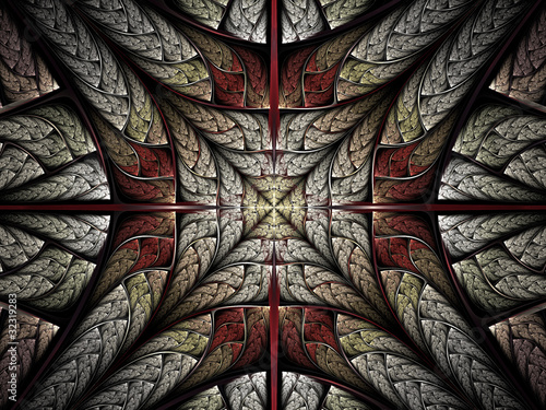 Symmetrical fractal cross, fiery powerful design