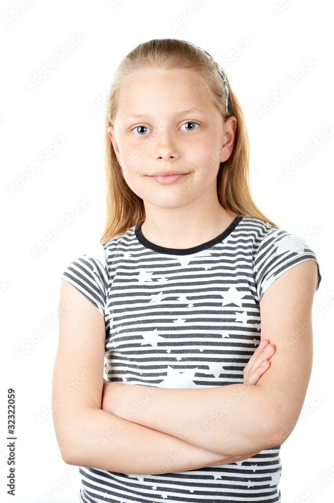Portrait of a cute little girl on white Portrait of a cute little girl on white