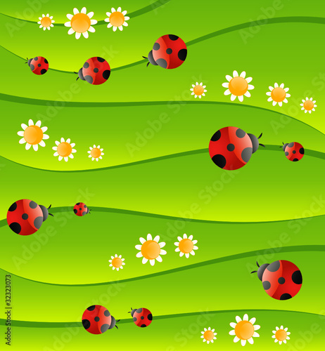 Green background with small ladybug