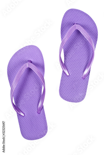 Pair of Purple Flip Flop Isolated on White