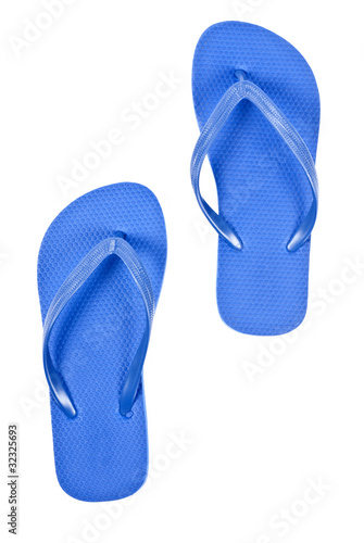 Pair of Blue Flip Flop Isolated on White