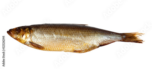 Photography golden smoked  herring fish