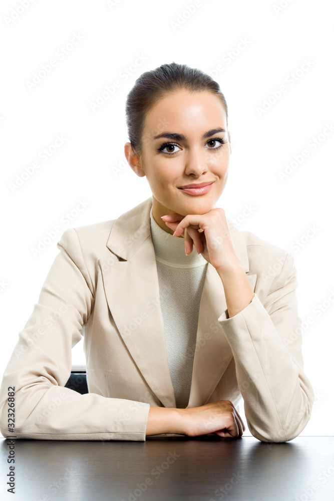 Portrait of happy smiling business woman, isolated on white Portrait of happy smiling business woman, isolated on white
