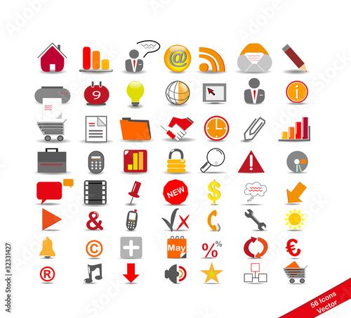 New set with 56 icons on the business, vector