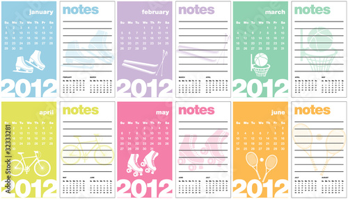 Sports Calendar 2012 with notes