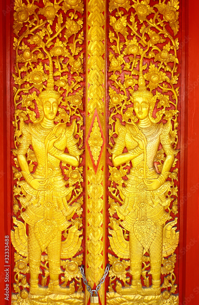 Thai style carved door