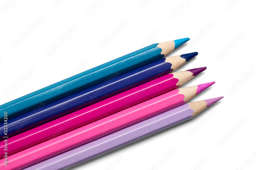Fototapeta premium set of colored pencils, violet-purple palette