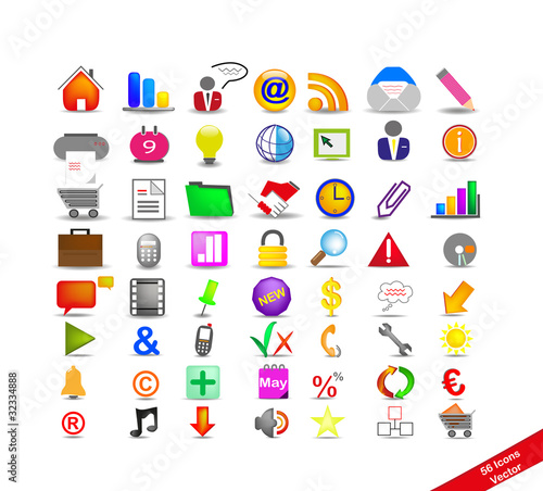 New Set with 56 colorful icons on the business, vector