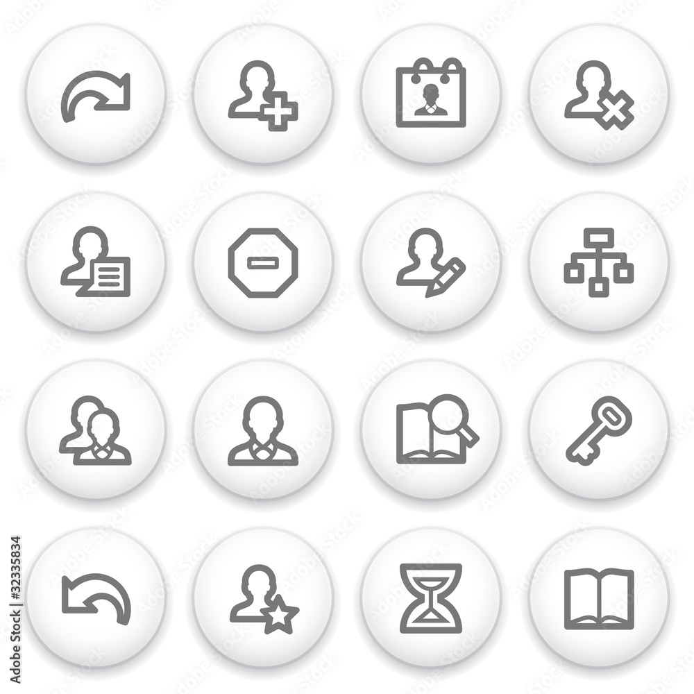 Users icons on white buttons. Users icons on white buttons.